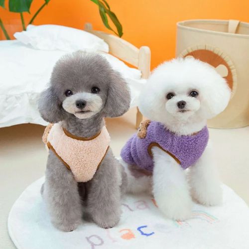 Cute teddy bear sherpa dog harness vest