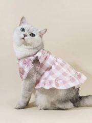 Cat Dress – Pink Gingham Ruffle Dress for Cats