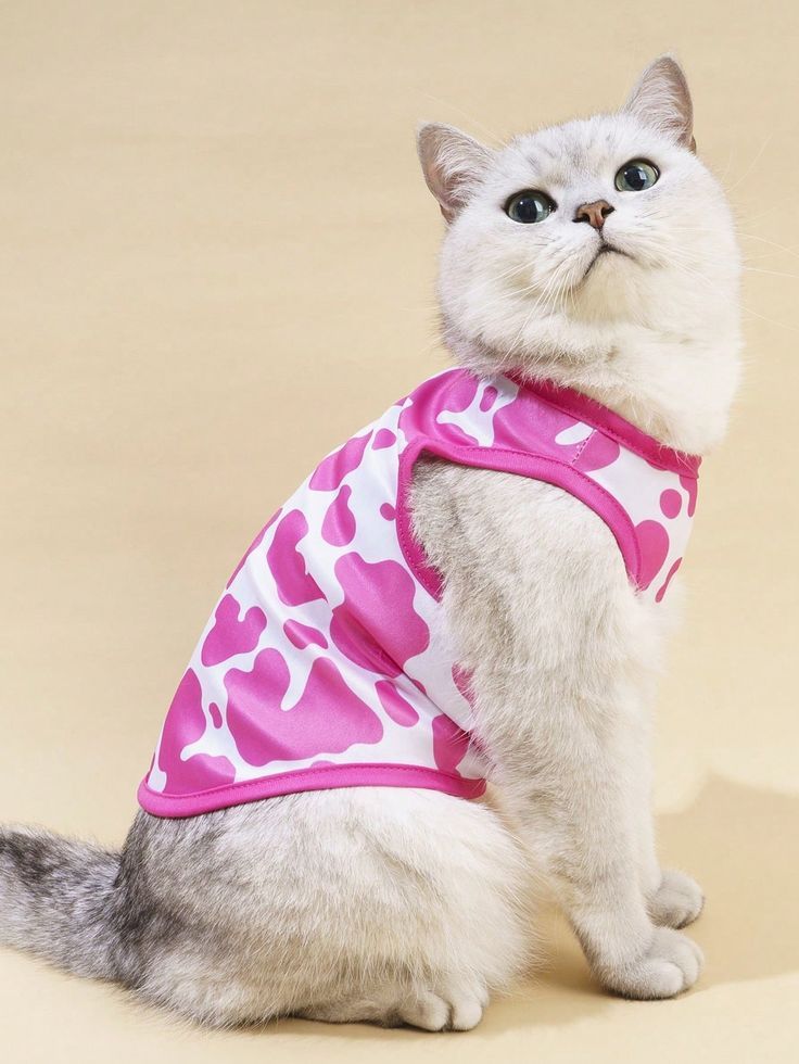 Pink Cow Print Cat Vest