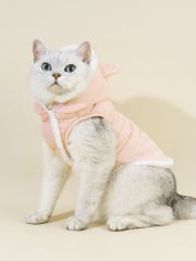 Pink Hooded Cat Puffer Vest with Bunny Ear Detail