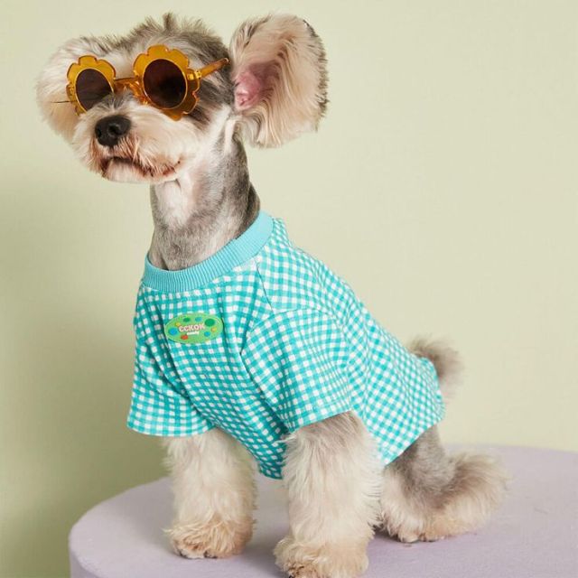 Plaid Pet tshirt Summer Clothes