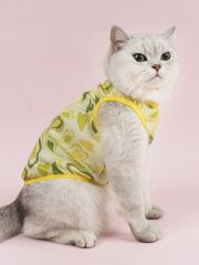 Retro Heart Print Sheer Mesh Cat Vest