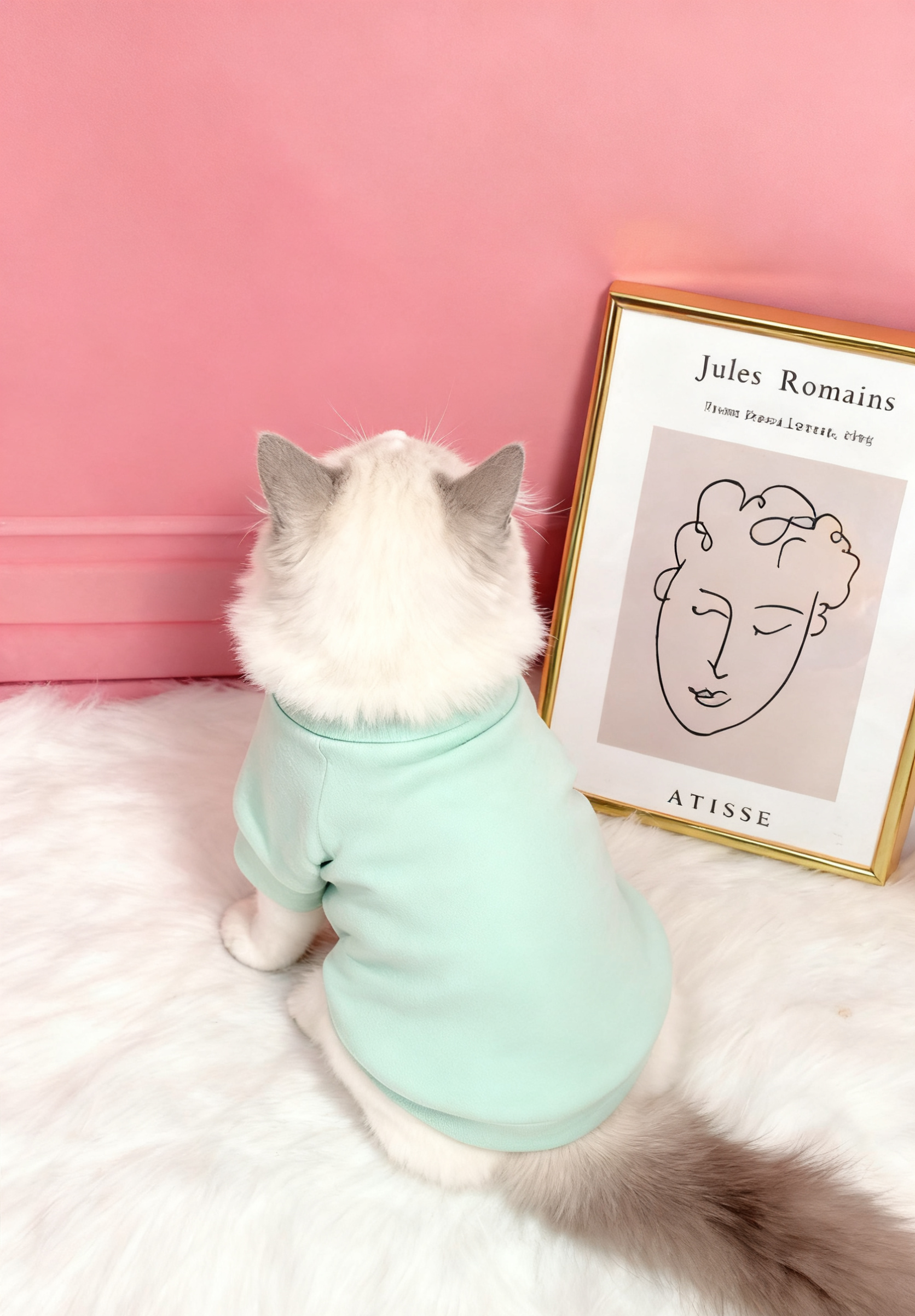 Custom Cat T-Shirt – Mint Green Hooded Plush Top