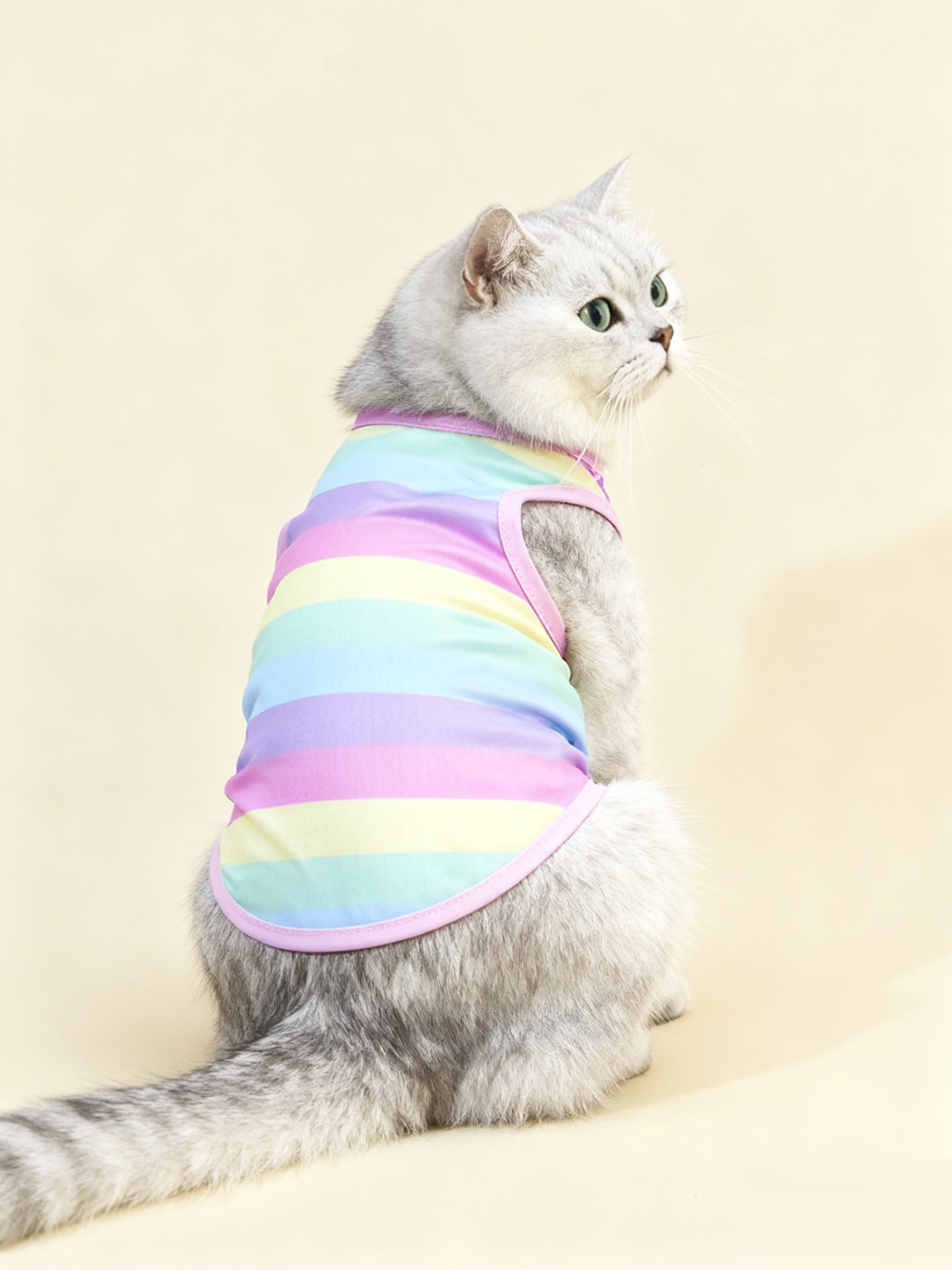 Rainbow vest for cat