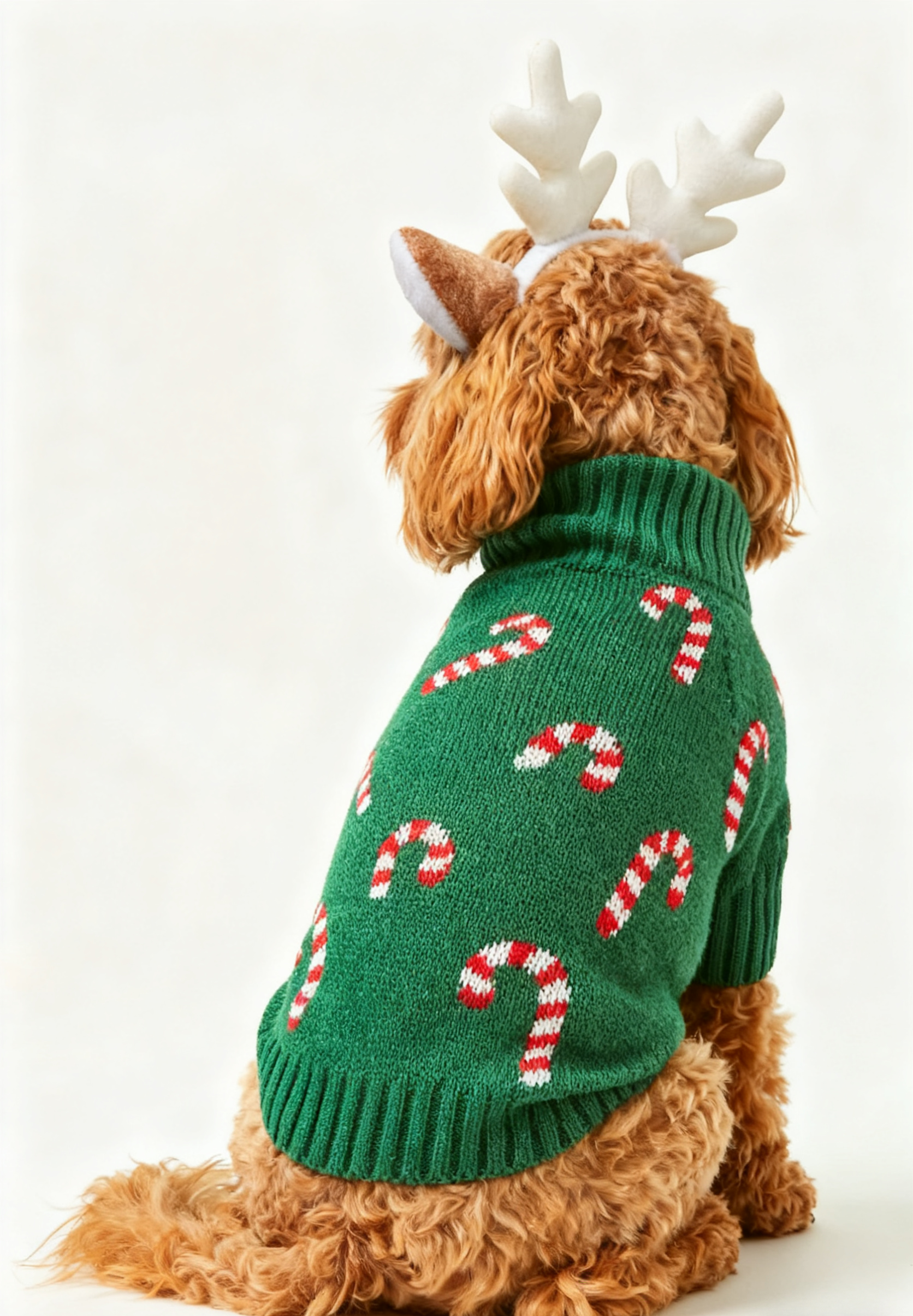 Green Candy Cane Print Dog Christmas Sweater