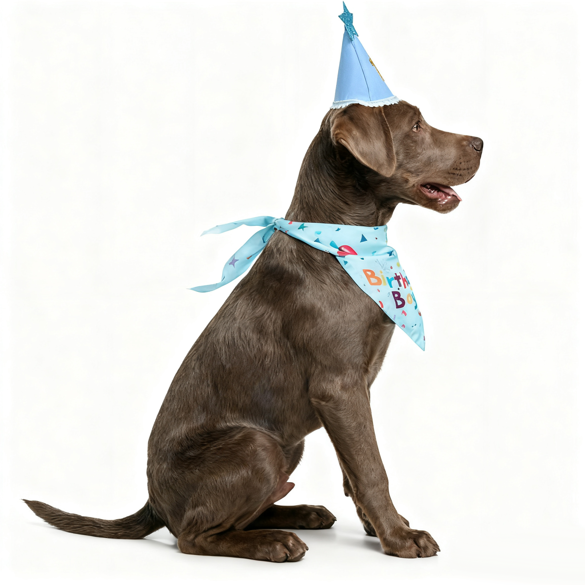 Light Blue "Birthday Boy" Dog Bandana & Party Hat Set