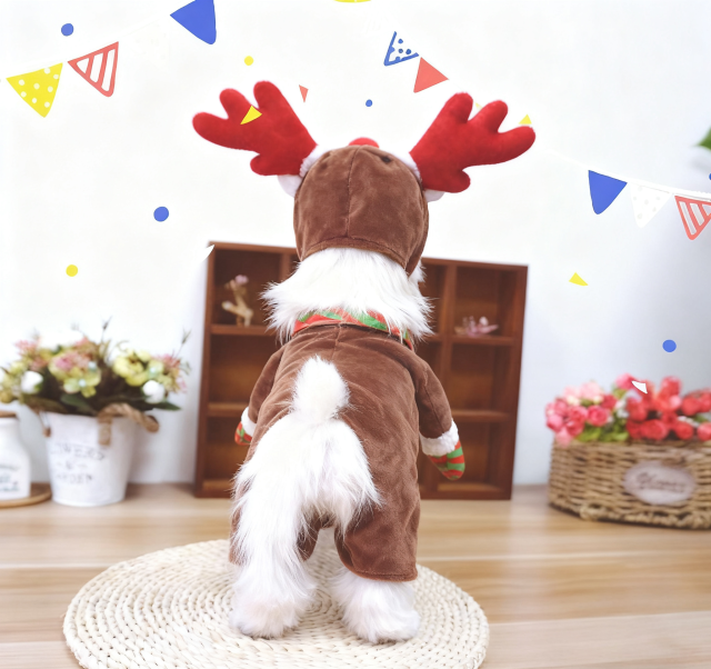 Custom Dog Hoodie – Reindeer Velvet Holiday Onesie