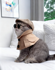 British style Beige Trench Coat Cape for Cats