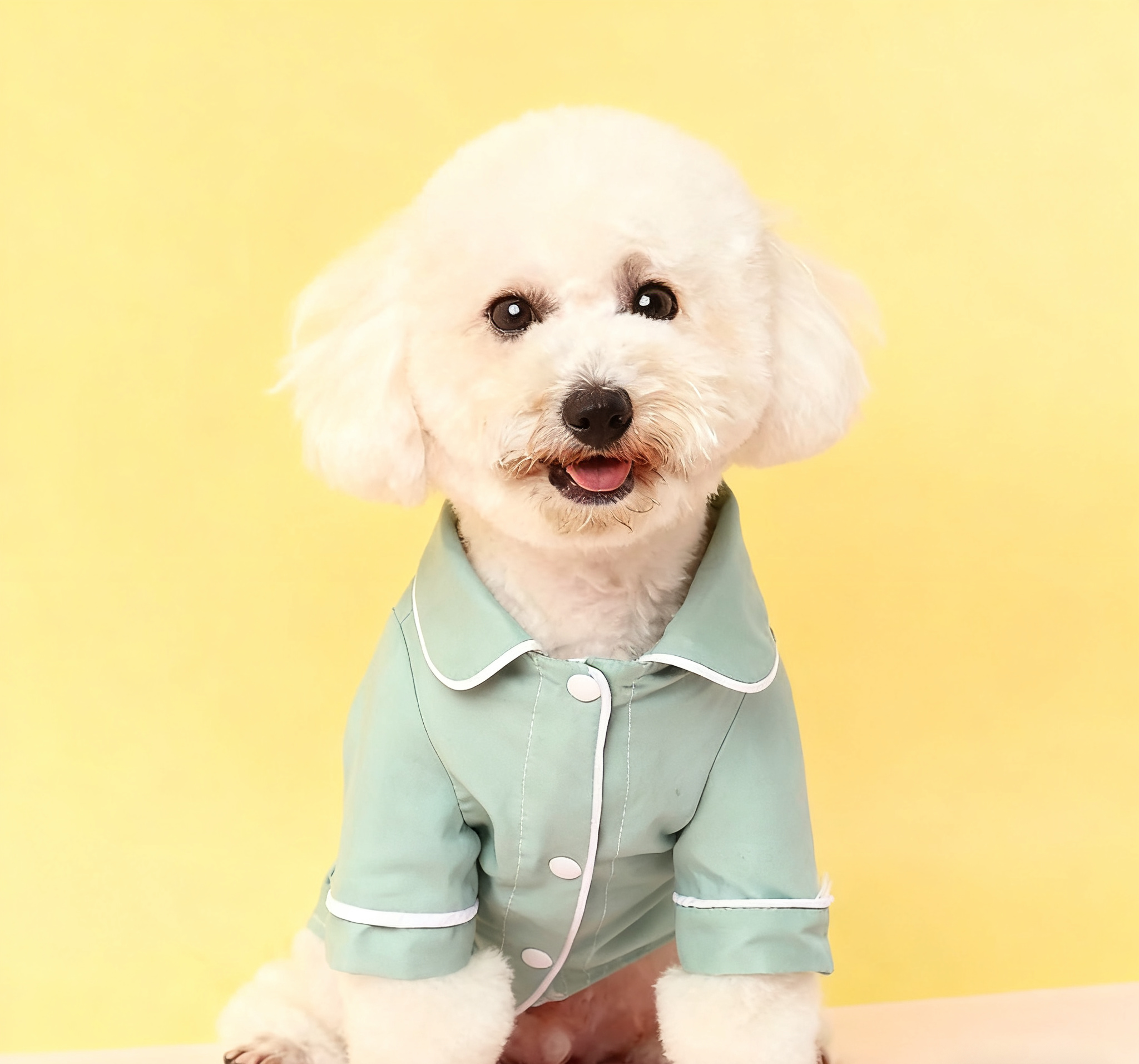 Mint Green Contrast Piping Dog Pajama Set
