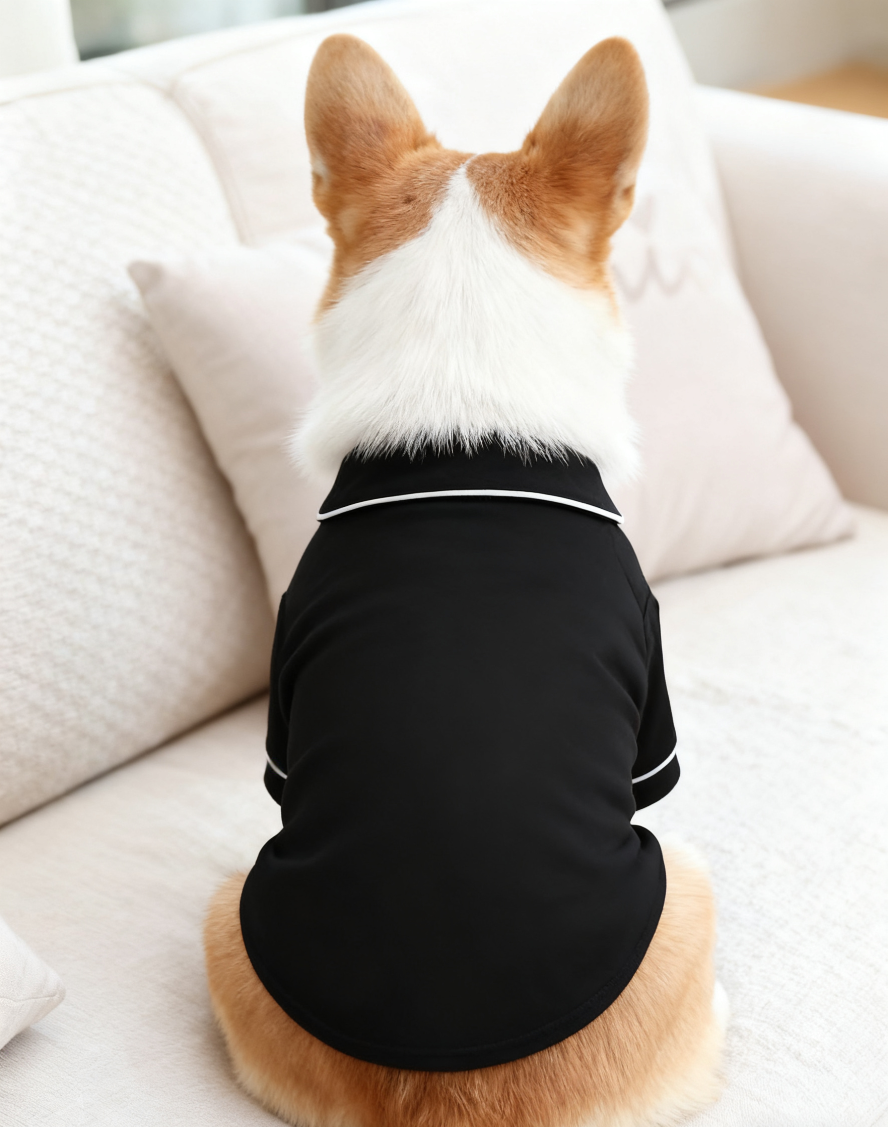 Dog Jackets – Black Cotton-Blend Button Jacket with Contrast Trim