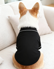 Dog Jackets – Black Cotton-Blend Button Jacket with Contrast Trim