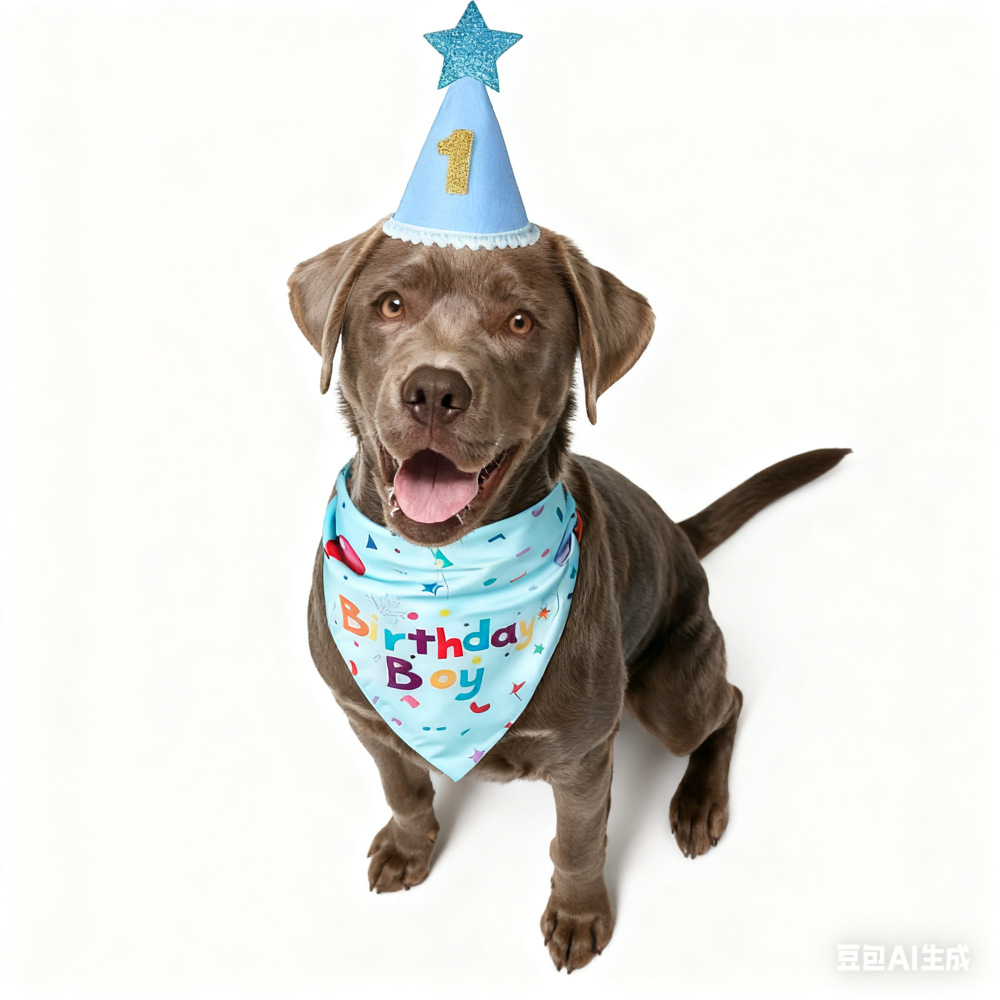 Light Blue "Birthday Boy" Dog Bandana & Party Hat Set