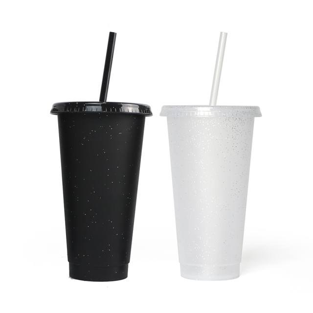 Wholesale 24oz Glitter Color Changing Cup | Custom Plastic Tumbler for Hot & Cold