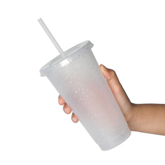 Wholesale 24oz Glitter Color Changing Cup | Custom Plastic Tumbler for Hot & Cold