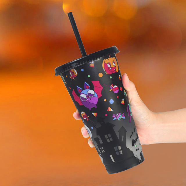 Wholesale Halloween Color Changing Cup-In Stock Plastic Magic Cold Tumbler