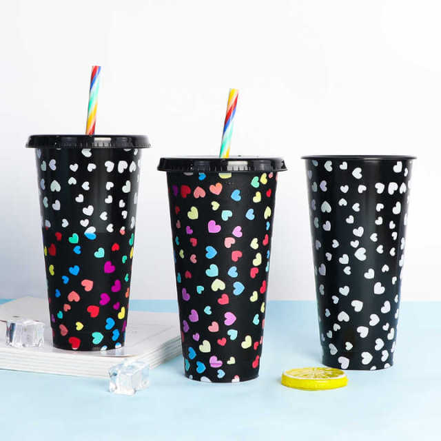 Custom cold  change 24oz color-changing plastic cup