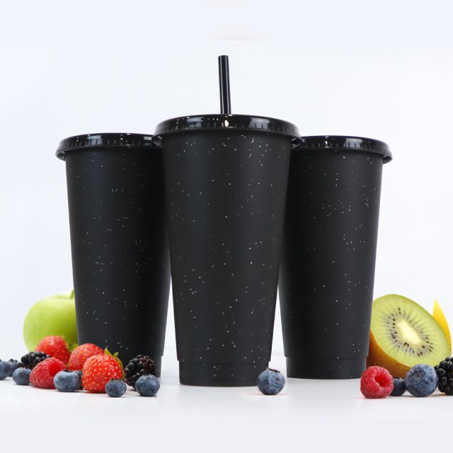 Wholesale 24oz Glitter Color Changing Cup | Custom Plastic Tumbler for Hot & Cold