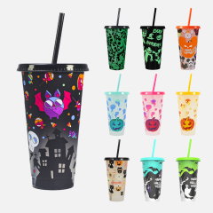 Wholesale Halloween Color Changing Cup-In Stock Plastic Magic Cold Tumbler