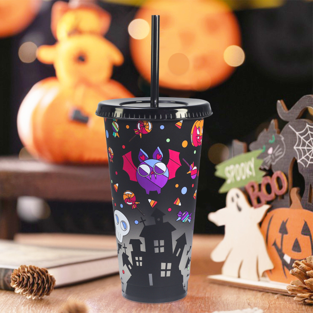 Wholesale Halloween Color Changing Cup-In Stock Plastic Magic Cold Tumbler