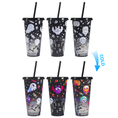 Wholesale Halloween Color Changing Cup-In Stock Plastic Magic Cold Tumbler