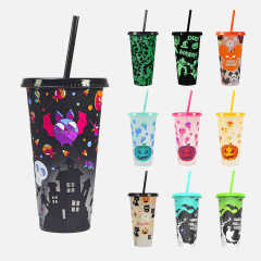 Wholesale Halloween Color Changing Cup-In Stock Plastic Magic Cold Tumbler