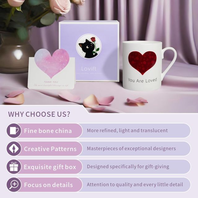 Flower Heart Love Color Changing Ceramic Coffee Mug 12oz