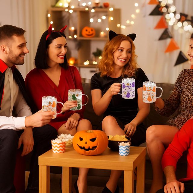 Halloween Horror Ghost Glass Color Changing Cups 6 Pcs