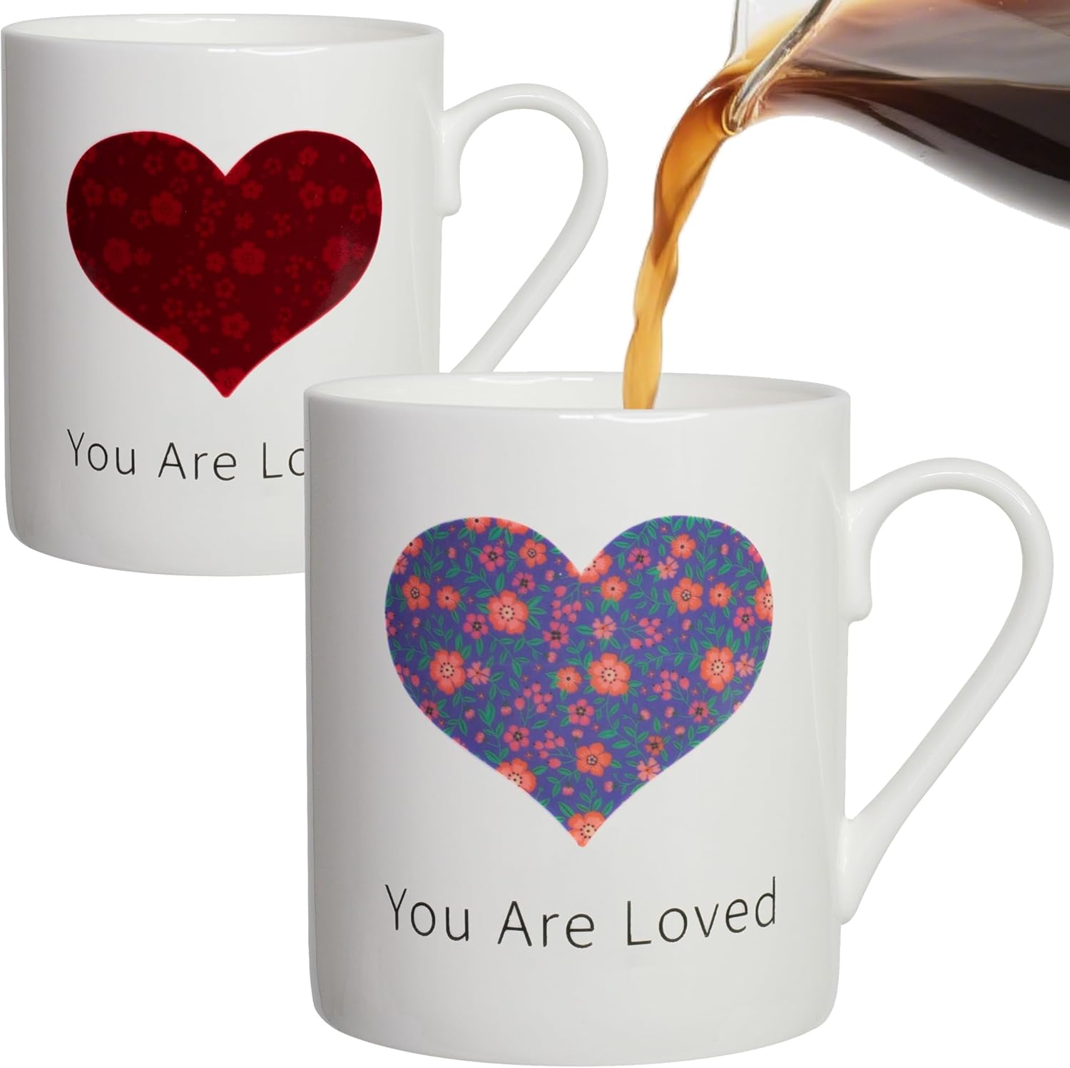 Flower heart love color changing ceramic coffee mug