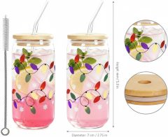 16oz Christmas Festive Color Changing Glass Drinking Glasses