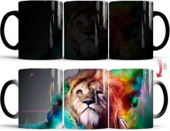 Lion Color Changing Ceramic Coffee Mug with Spoon 11oz
