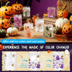 Halloween Horror Ghost Glass Color Changing Cups 6 Pcs