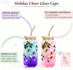 16oz Christmas Festive Color Changing Glass Drinking Glasses