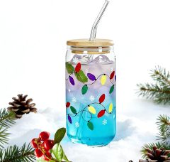 16oz Christmas Festive Color Changing Glass Drinking Glasses