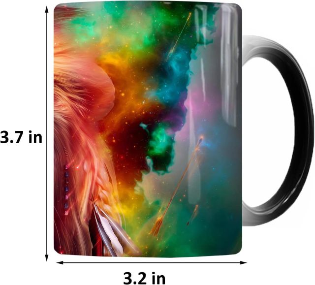 Lion Color Changing Ceramic Coffee Mug with Spoon 11oz