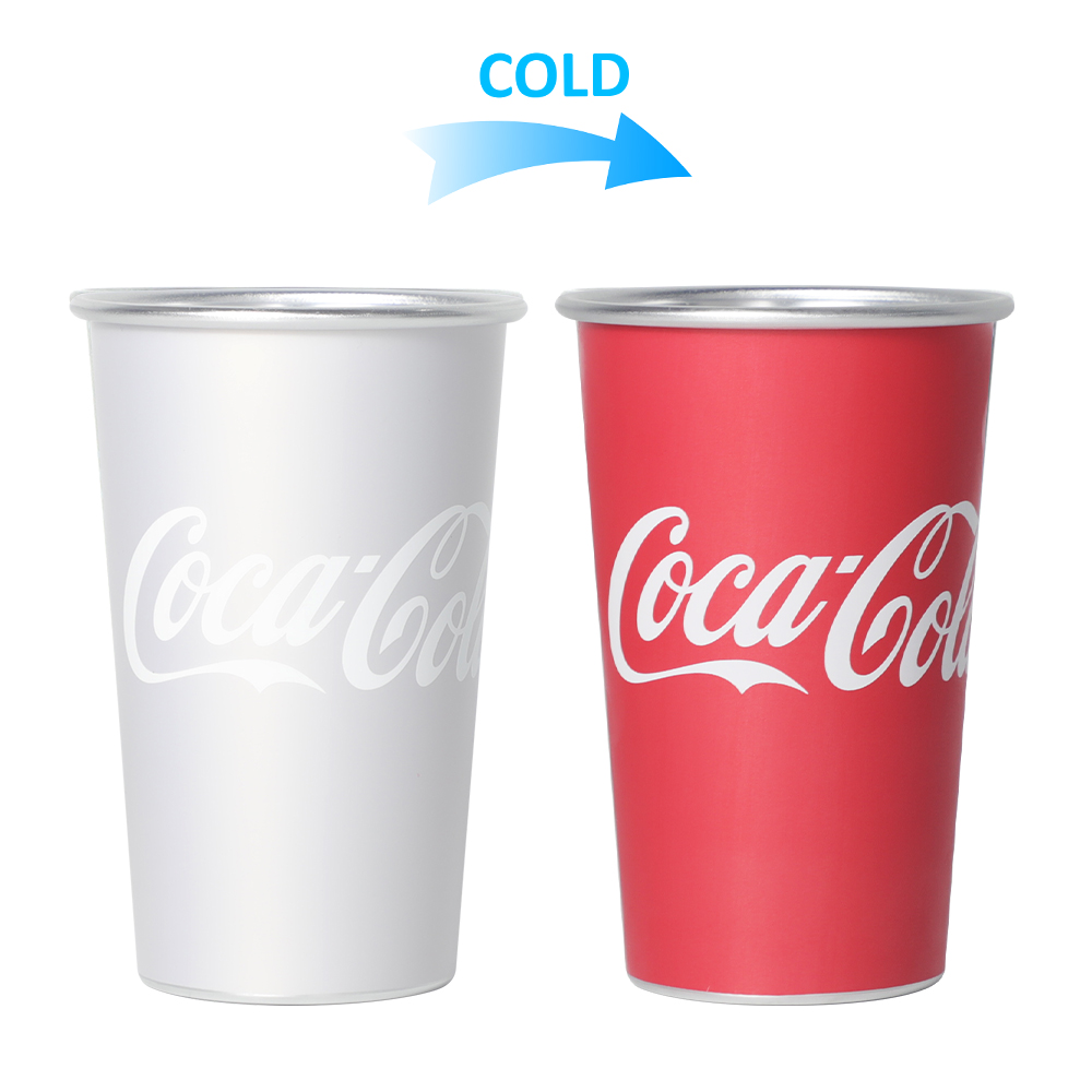 BPA free cold color changing stadium cup reacting instantly to ice cubes with custom logo