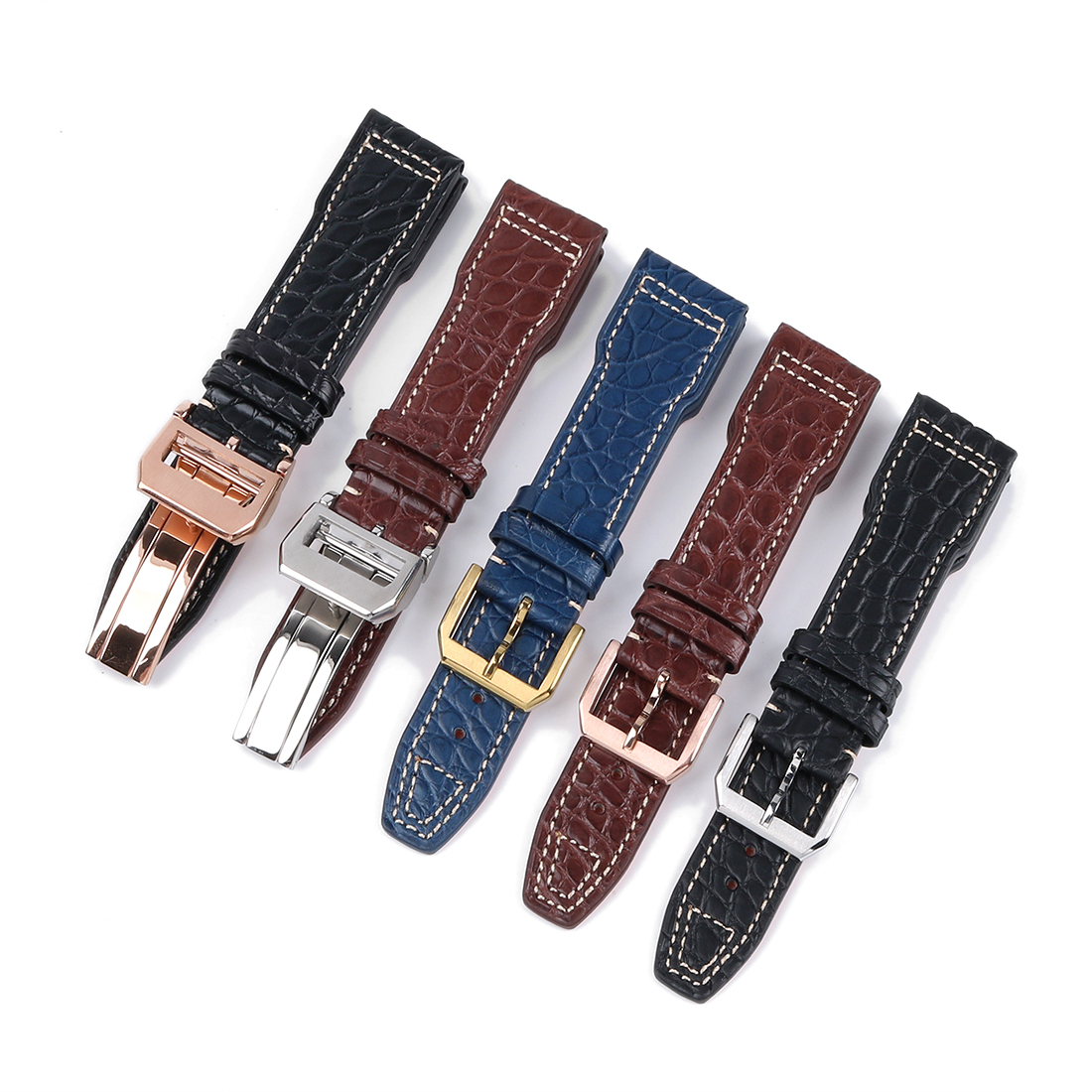 WG-EP54# Crocodile Leather Watch Strap