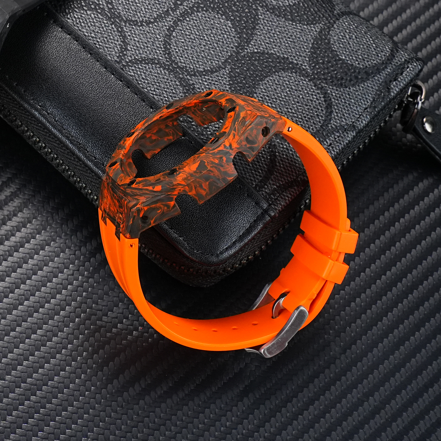 Upgrade and Modification for Casio GA2100 GA-B2100 GA-2110 Fiber Carbon Case Fluororubber Strap Men's Bracelet Wristband