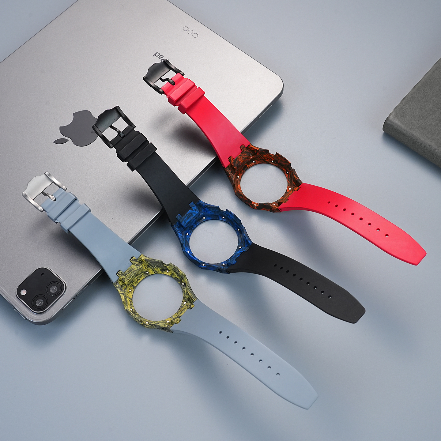 Upgrade and Modification for Casio GA2100 GA-B2100 GA-2110 Fiber Carbon Case Fluororubber Strap Men's Bracelet Wristband
