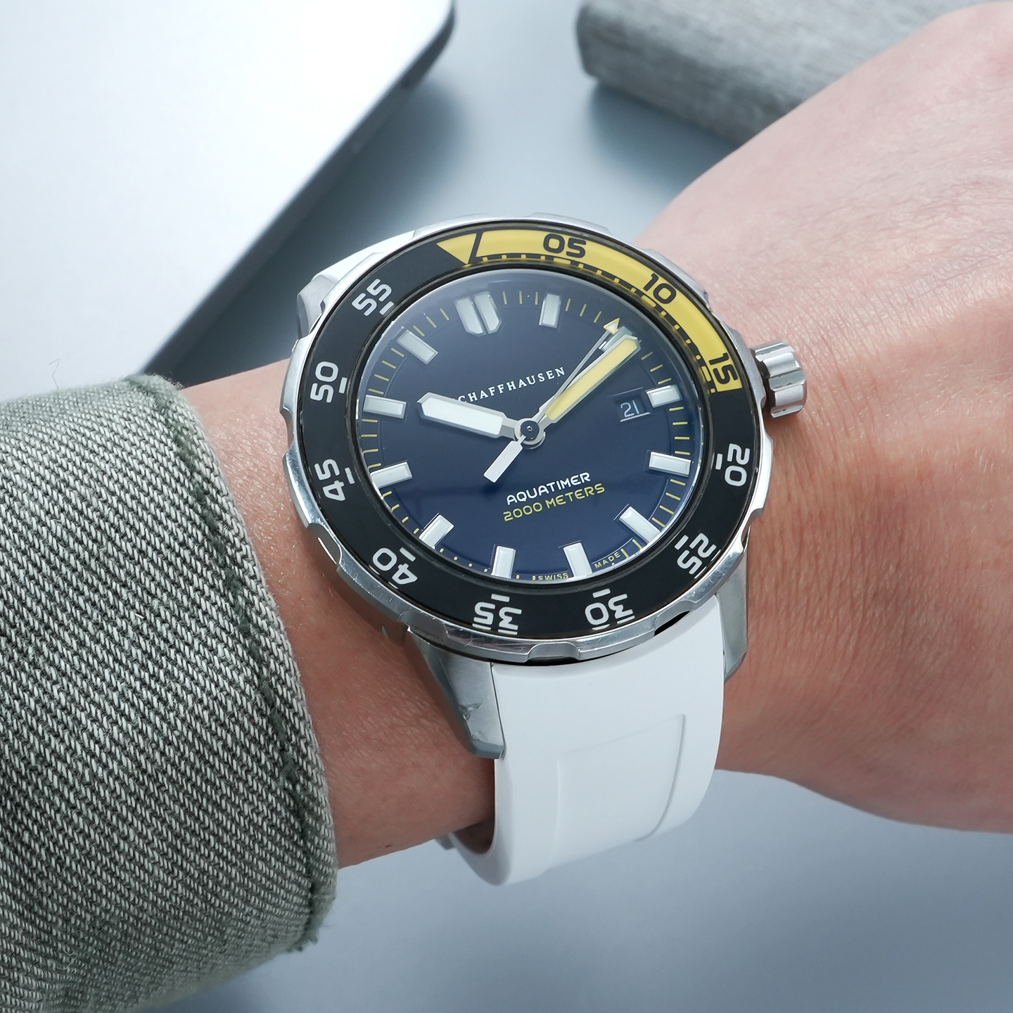 Compatible with IWC Marine Chronograph 356802, 329005, 356811 Fluororubber Watch Strap Quick-Release Interface