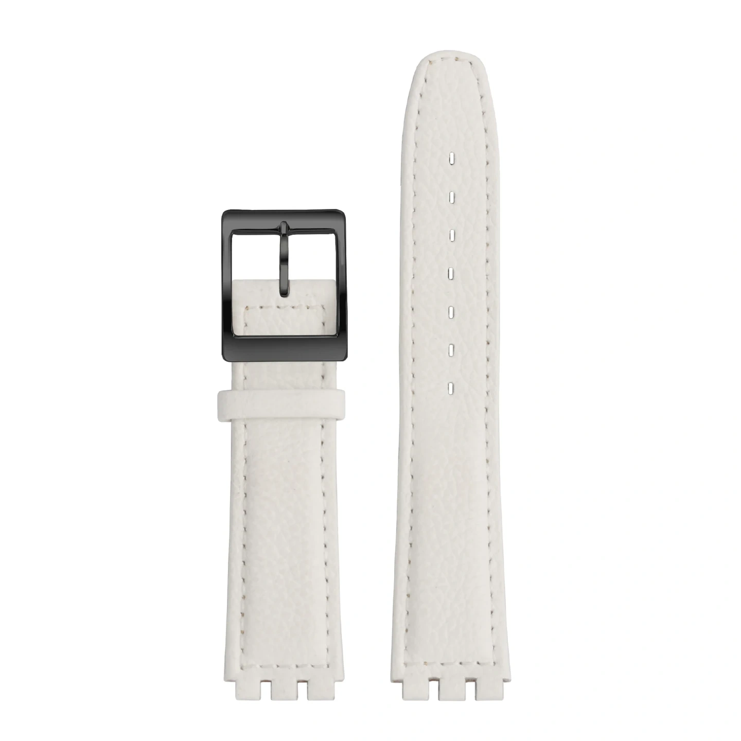 Replacement Genuine Leather Strap for Swatch GB274 GB287 GN239, 17mm Cowhide Band with Pebble Grain Texture & Grooved Ends