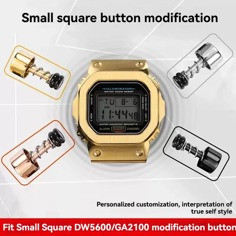 GA2100 GW-B5600 Watch Button For Casio G-SHOCK DW-5600 GA-2100 GW-B5600 Stainless Steel Watch Side Dedicated Button Black Silver
