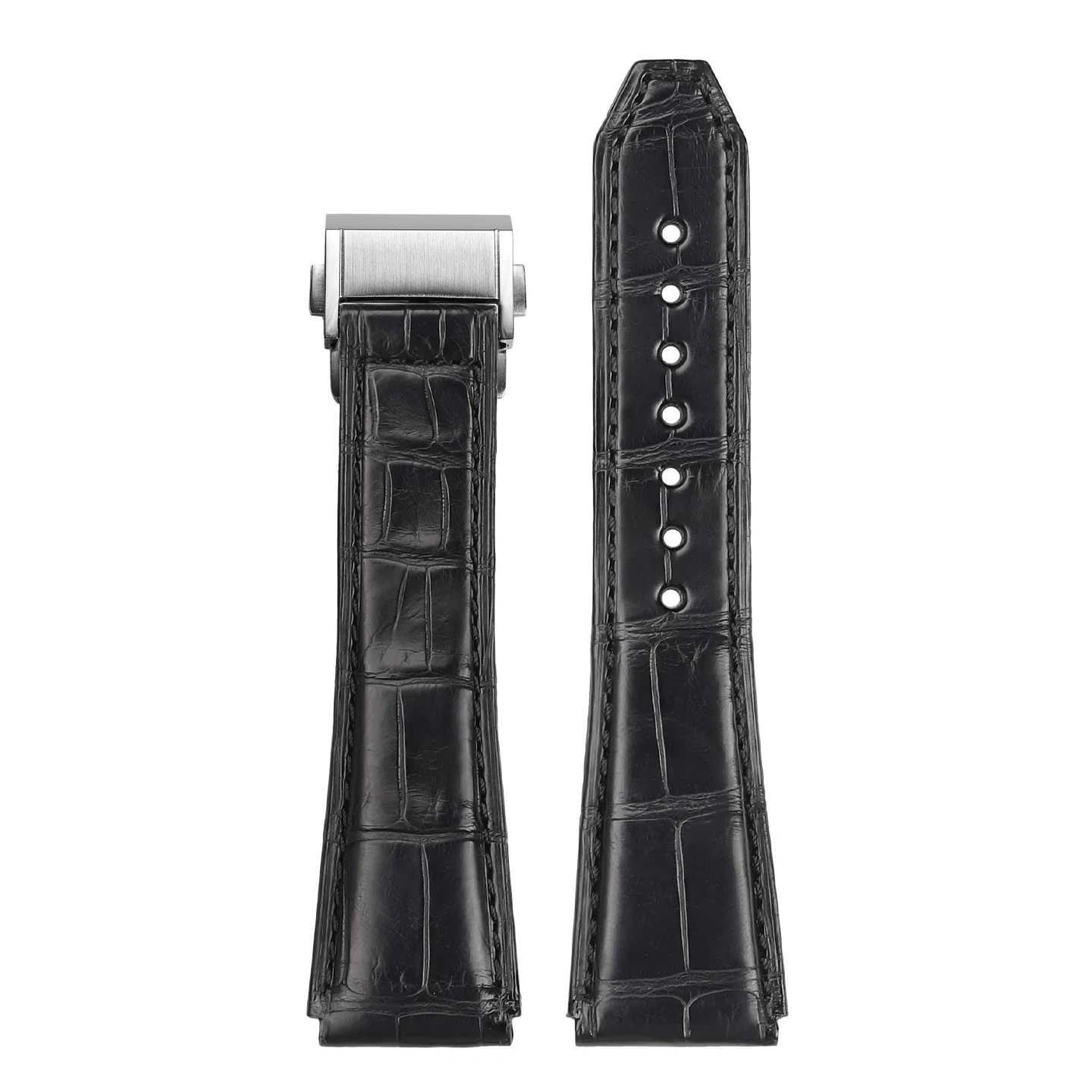Alligator Leather Strap with Deployant Buckle for Zenith DEFY 95.9000, 22mm OEM Grade Replacement Band for Men