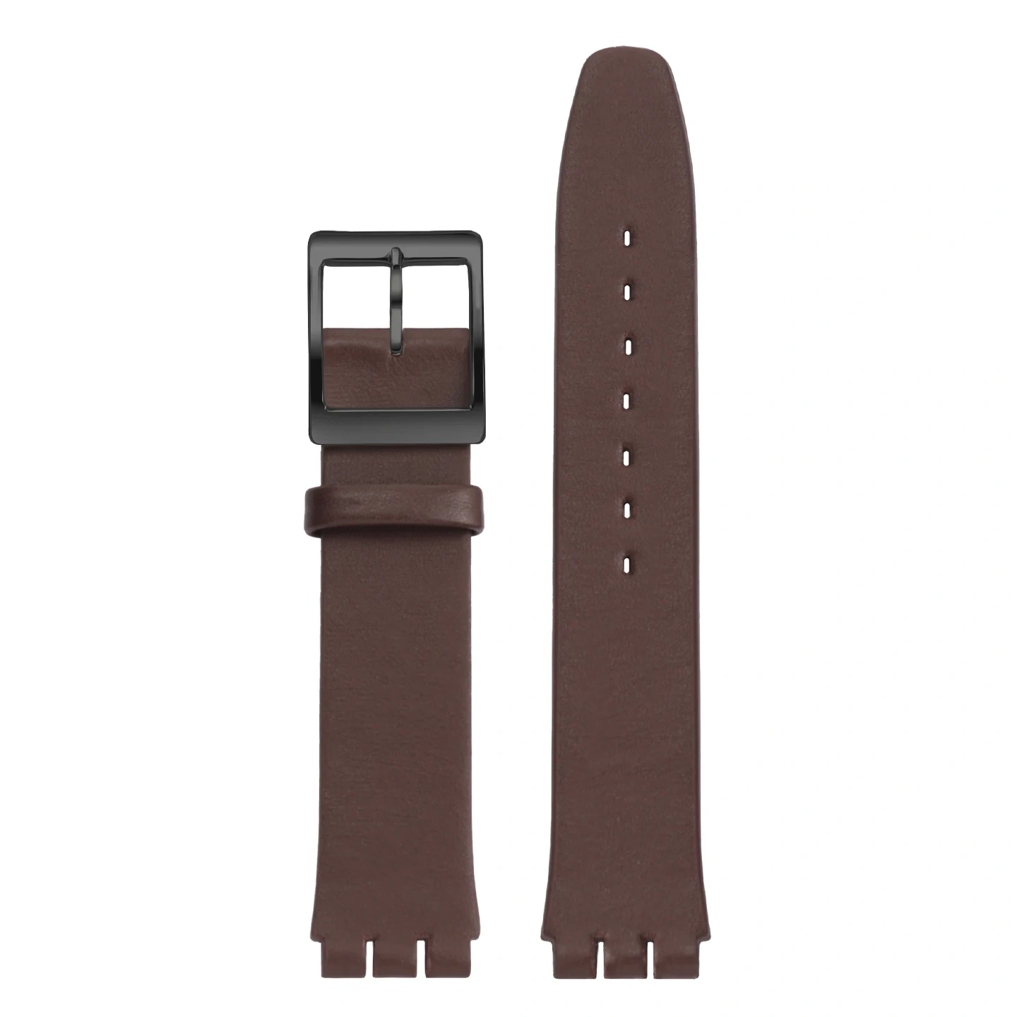 Replacement Genuine Leather Strap for Swatch GB274 GN239 GB294 GB287, 17mm Cowhide Band with Grooved Ends and Pin Buckle