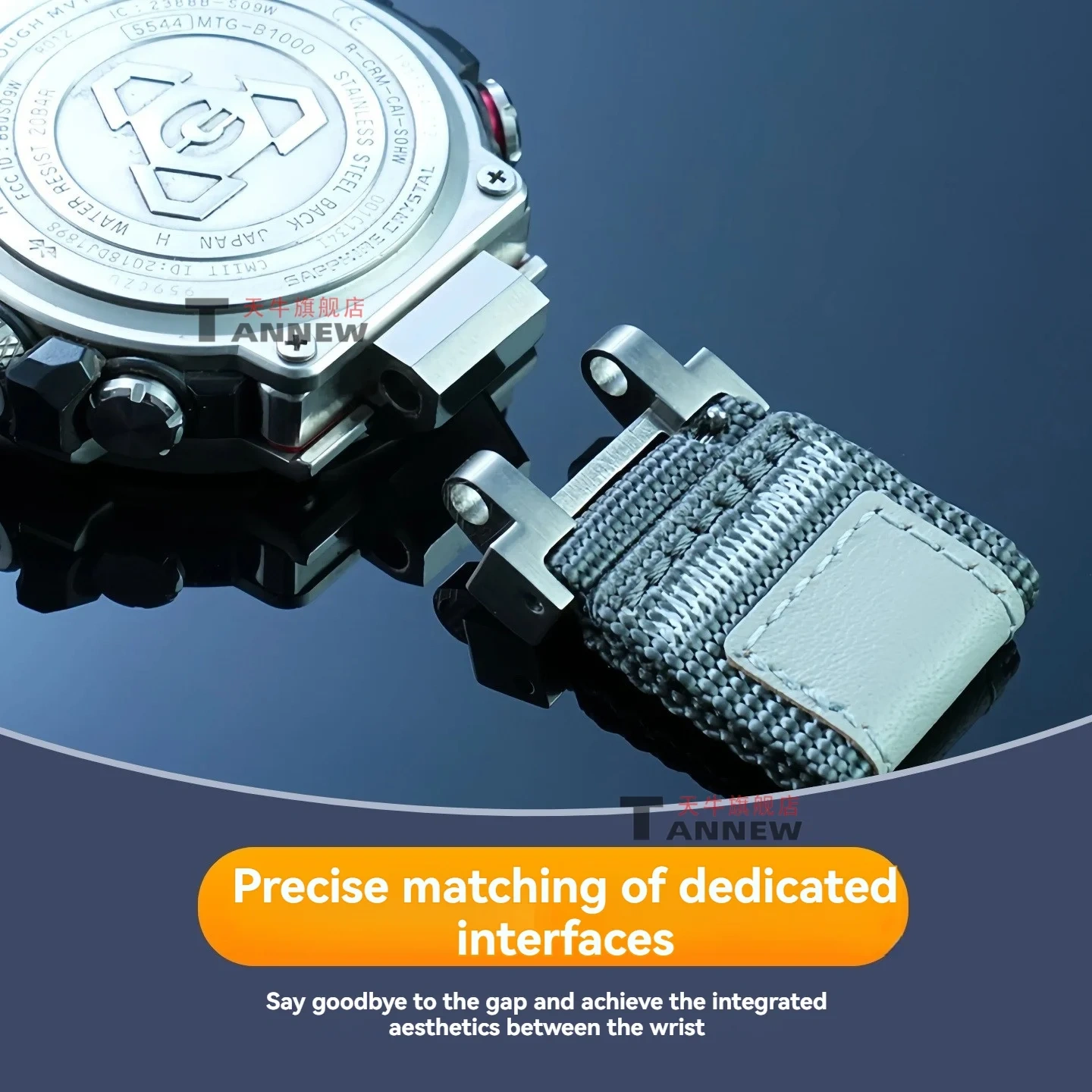 Woven Nylon Strap with Carabiner for Casio G-Shock 'Iron Heart' MTG-B1000 G1000 S1000, Tactical Outdoor Conversion Kit