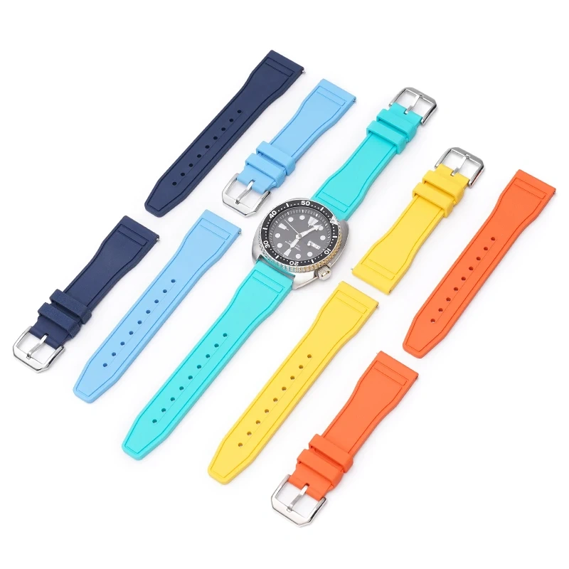 20mm 21mm 22mm FKM Fluoro Rubber Strap For IWC Big Pilot Mark Portugieser TOP GUN Men Quick Release Waterproof Sport Watch Band