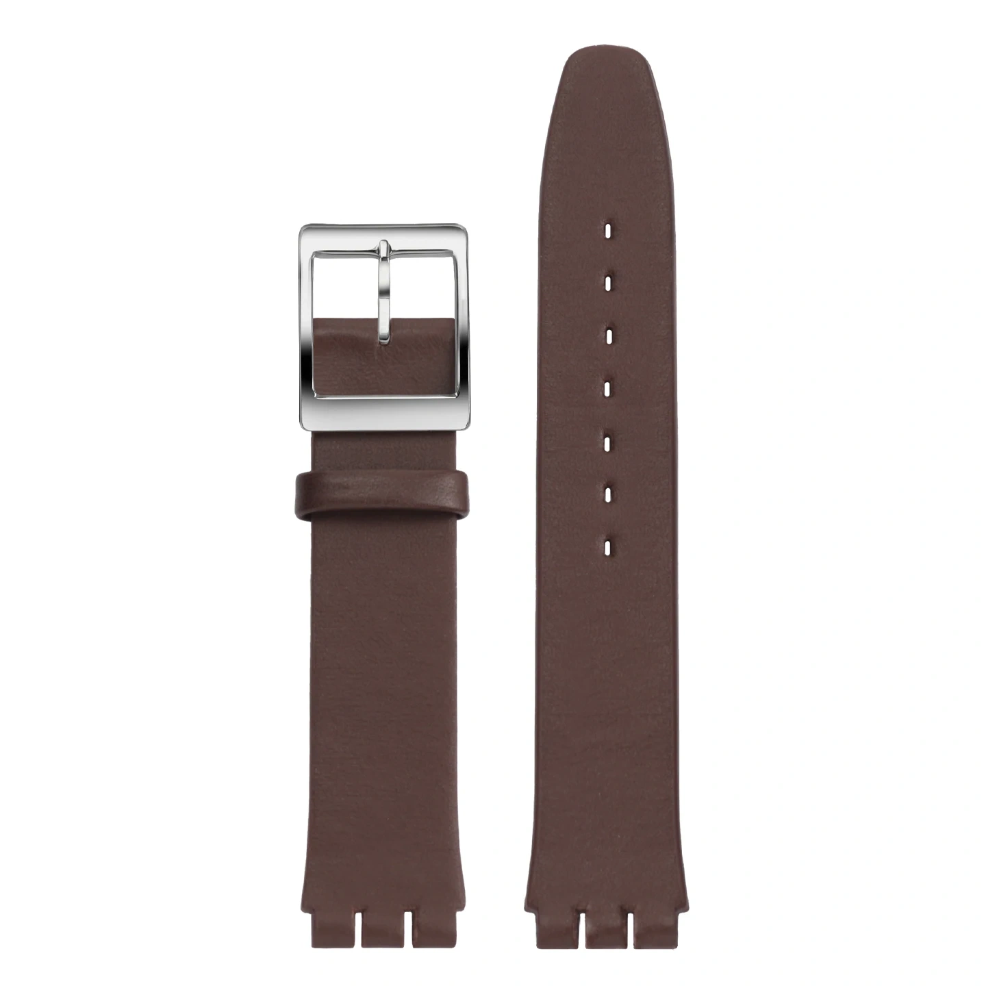 Replacement Genuine Leather Strap for Swatch GB274 GN239 GB294 GB287, 17mm Cowhide Band with Grooved Ends and Pin Buckle