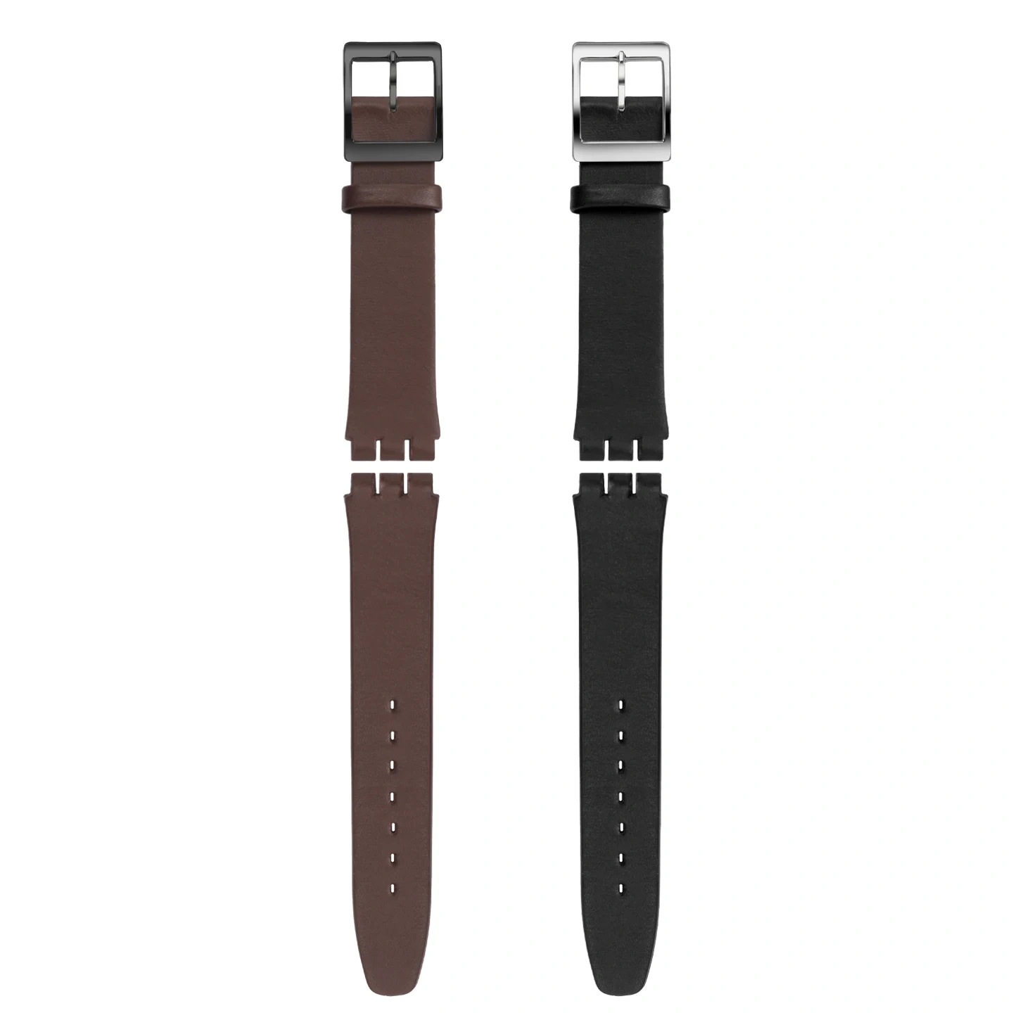 Replacement Genuine Leather Strap for Swatch GB274 GN239 GB294 GB287, 17mm Cowhide Band with Grooved Ends and Pin Buckle