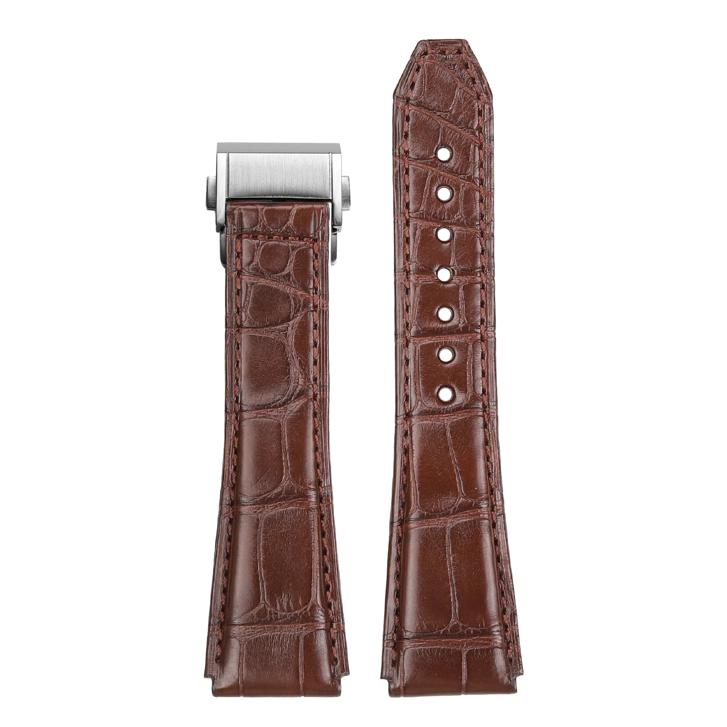 Alligator Leather Strap with Deployant Buckle for Zenith DEFY 95.9000, 22mm OEM Grade Replacement Band for Men