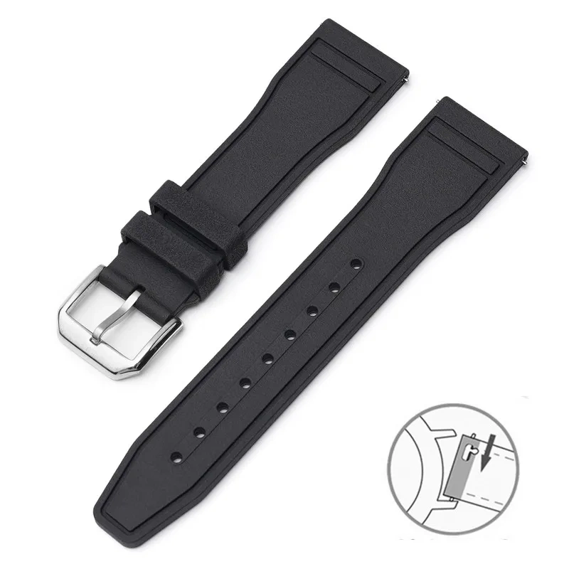 20mm 21mm 22mm FKM Fluoro Rubber Strap For IWC Big Pilot Mark Portugieser TOP GUN Men Quick Release Waterproof Sport Watch Band