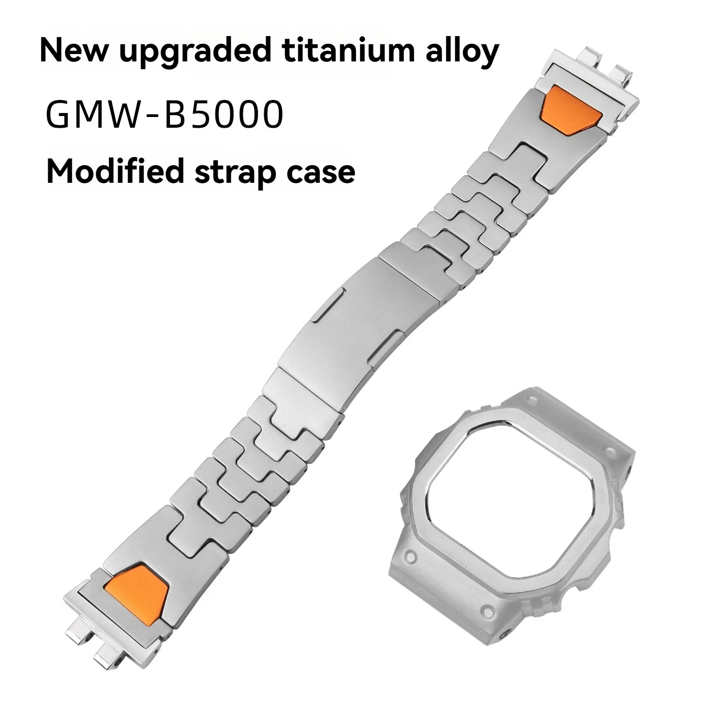 Ultra-Light Titanium Alloy Full Conversion Kit for Casio G-Shock GMW-B5000,Complete Metal Case & Bracelet Set for Square Watch
